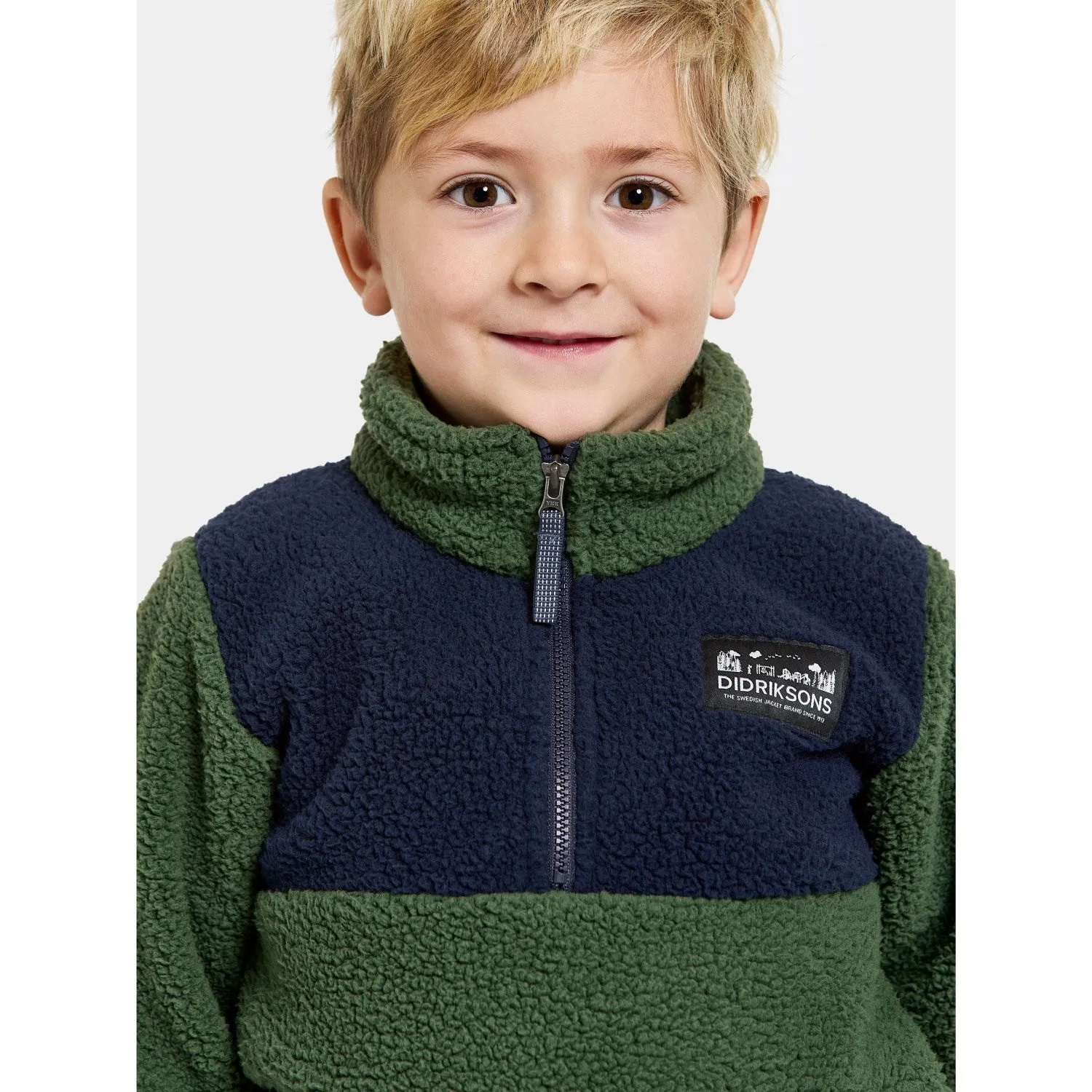 Didriksons Pine Green Gosig Kids Halfzip Fleece Jacket