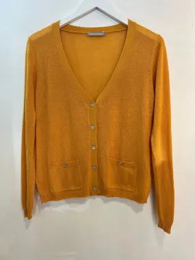 English Weather Ochre Cotton V Neck Cardigan