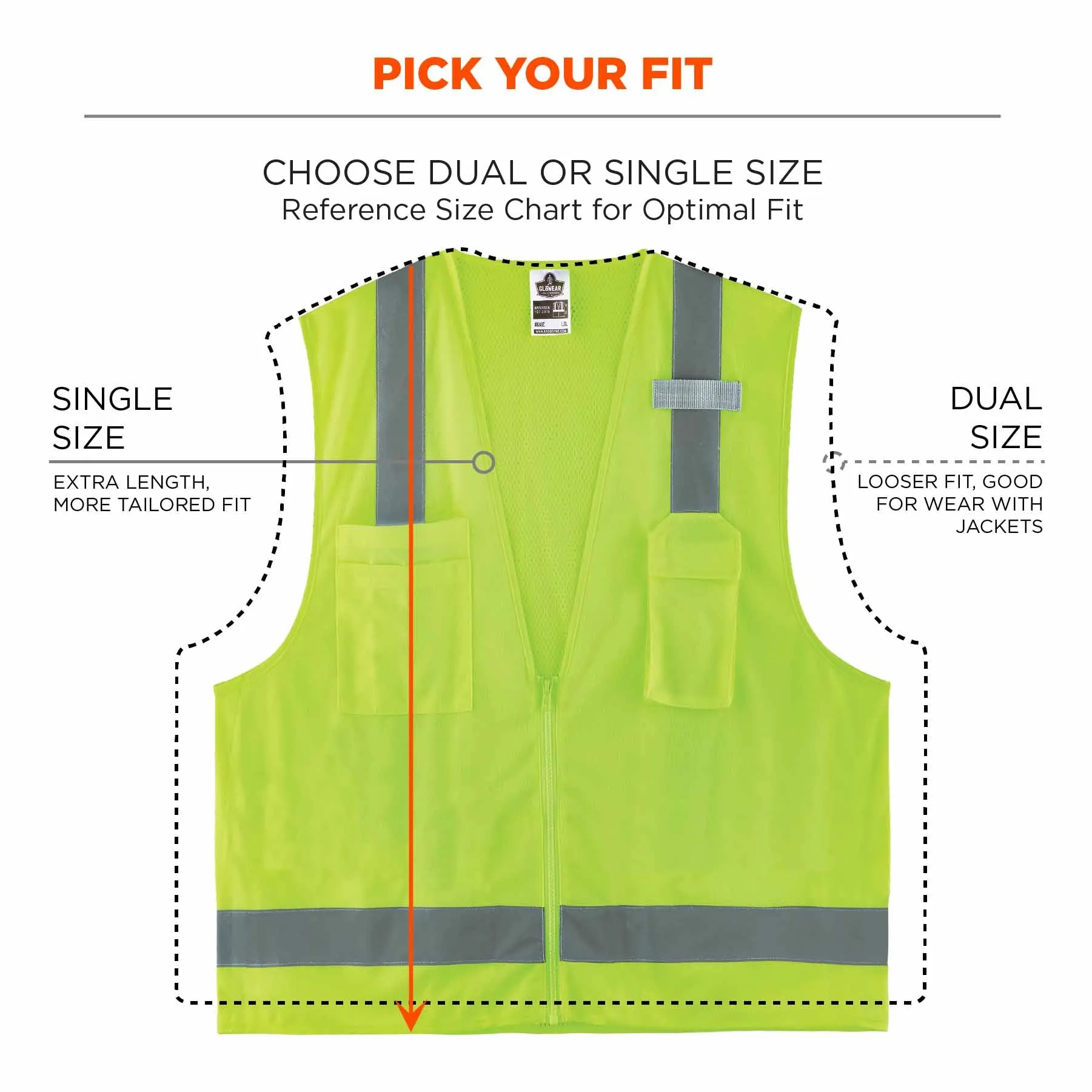 Ergodyne 24501 8249Z-S XS Lime Class 2 Economy Surveyors Vest - Single Size