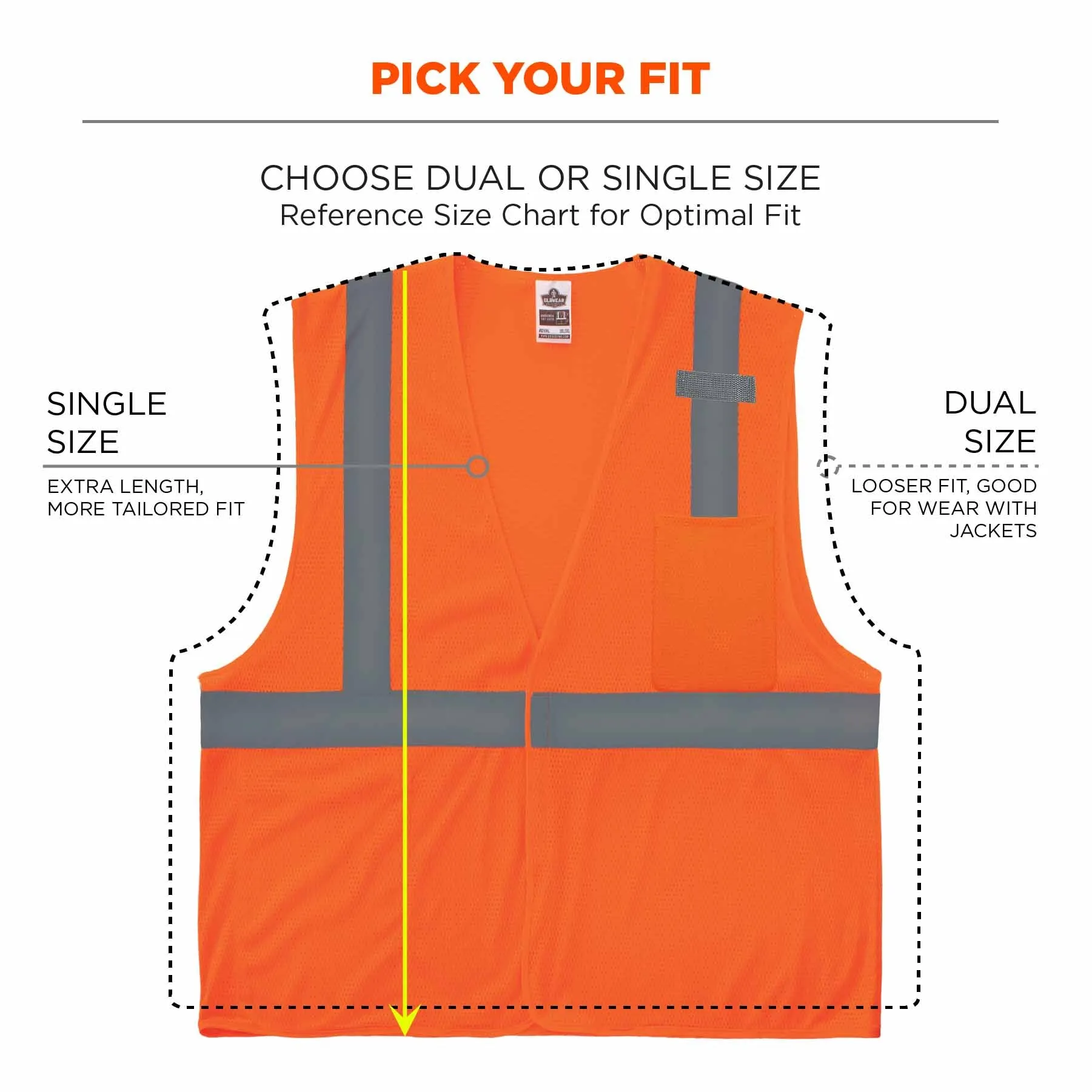 Ergodyne 24538 8210HL-S 4XL Orange Class 2 Economy Mesh Vest - Single Size