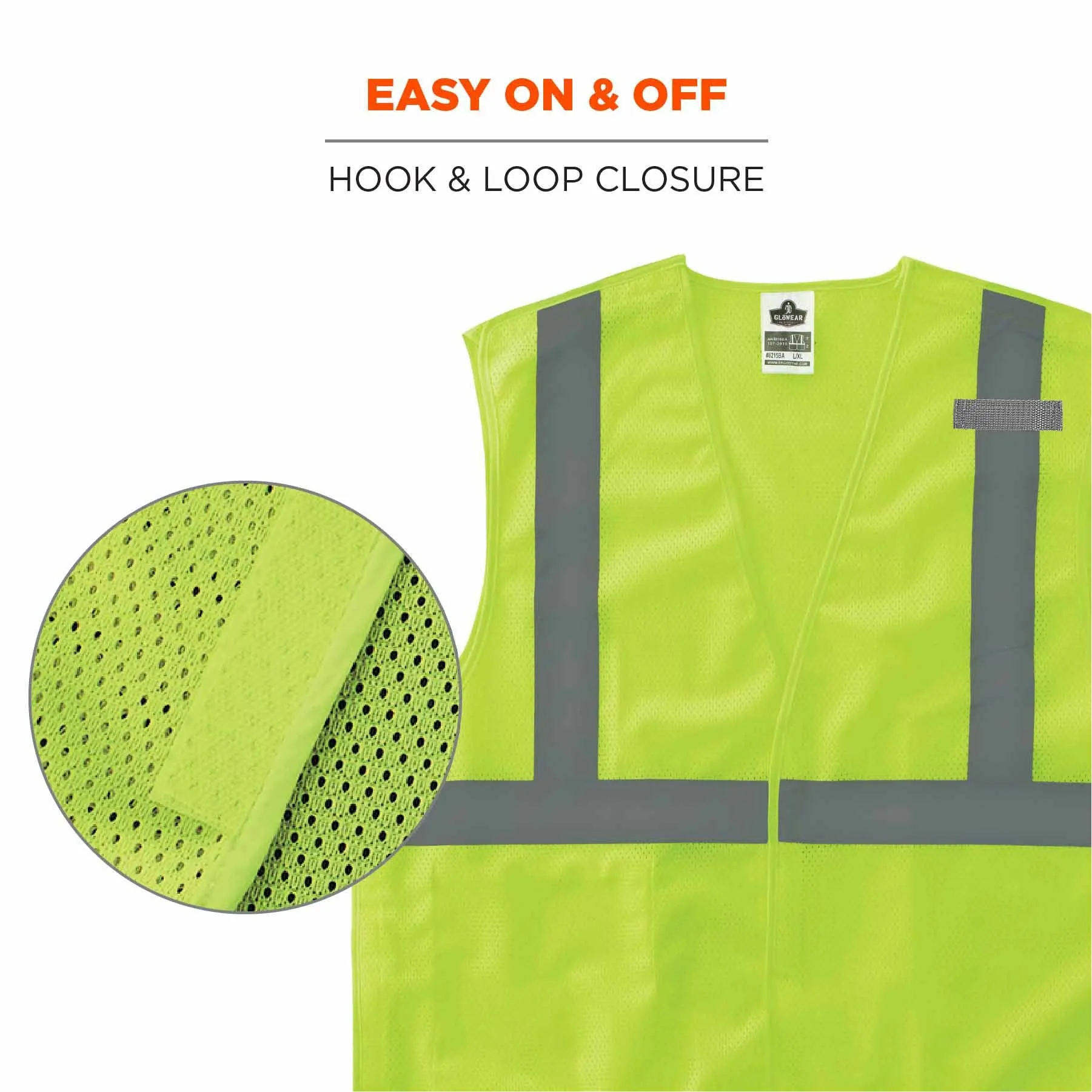 Ergodyne 24542 8215BA-S S Lime Class 2 Economy Breakaway Mesh Vest - Single Size