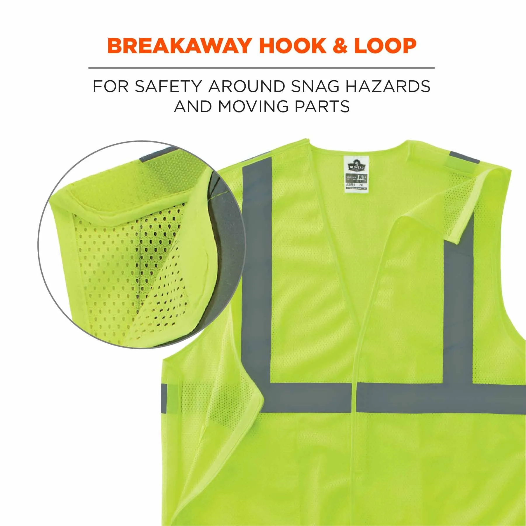 Ergodyne 24542 8215BA-S S Lime Class 2 Economy Breakaway Mesh Vest - Single Size