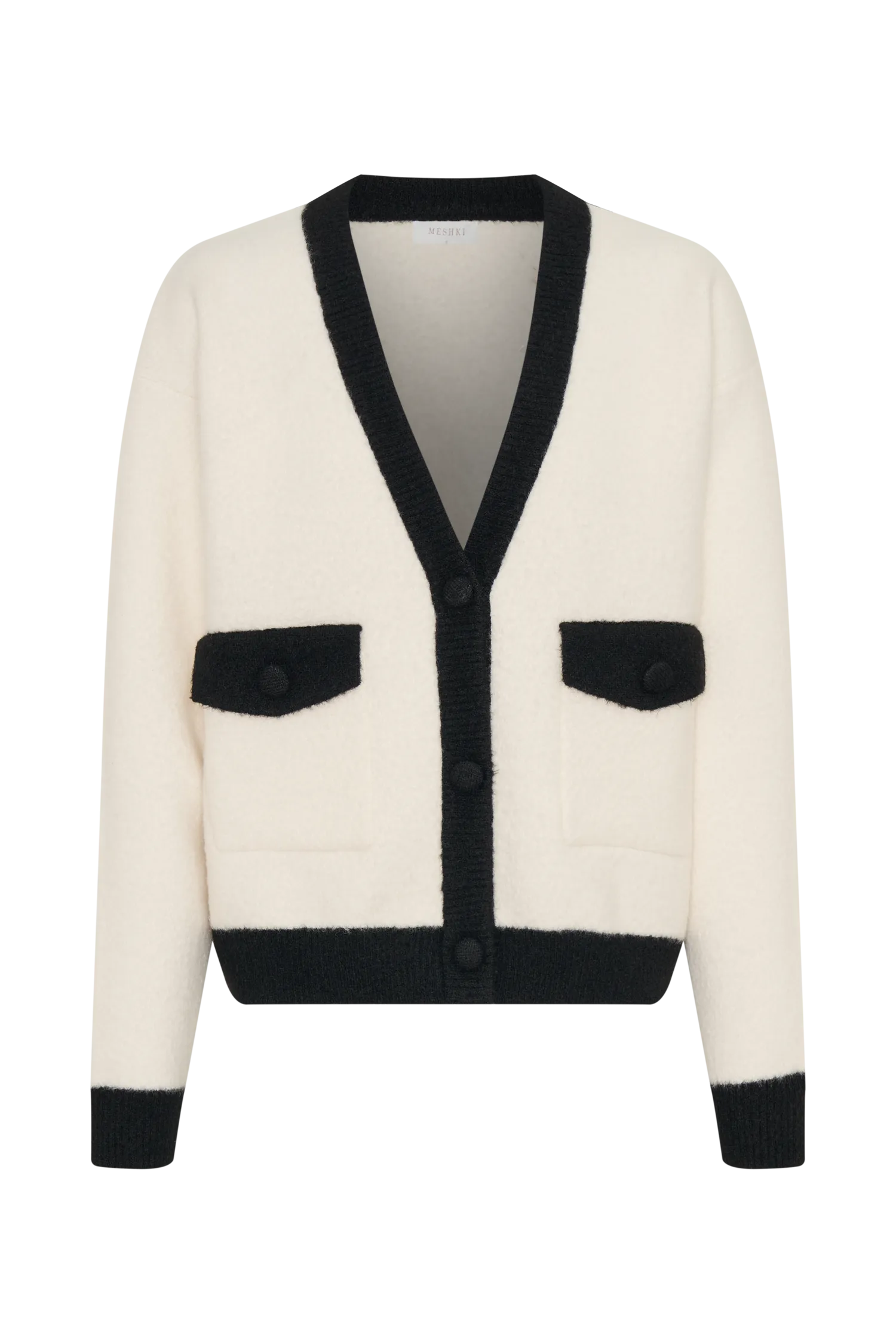 Evangeline Oversized Knit Cardigan - Black/White