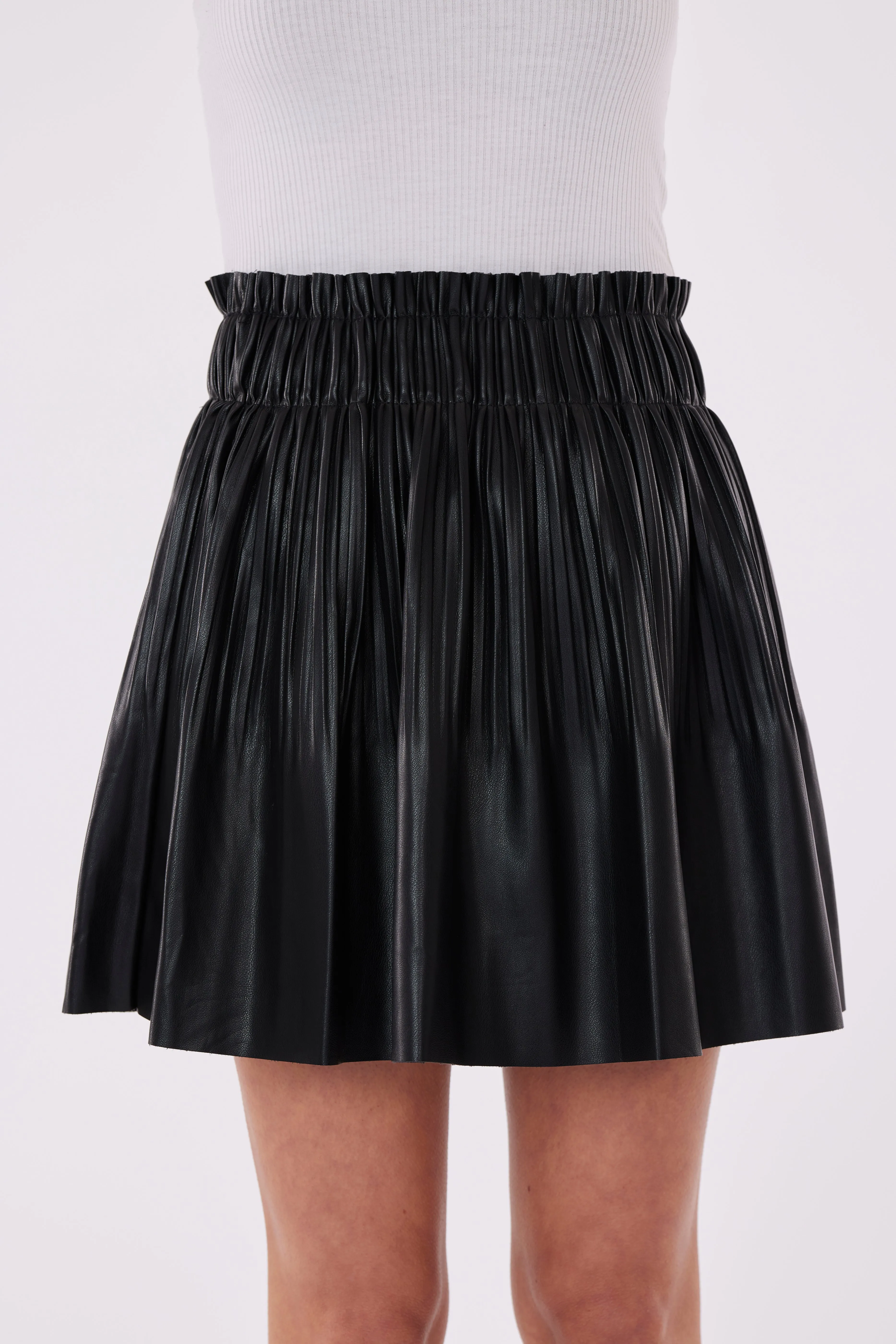 Faux Leather Pleated Skirt