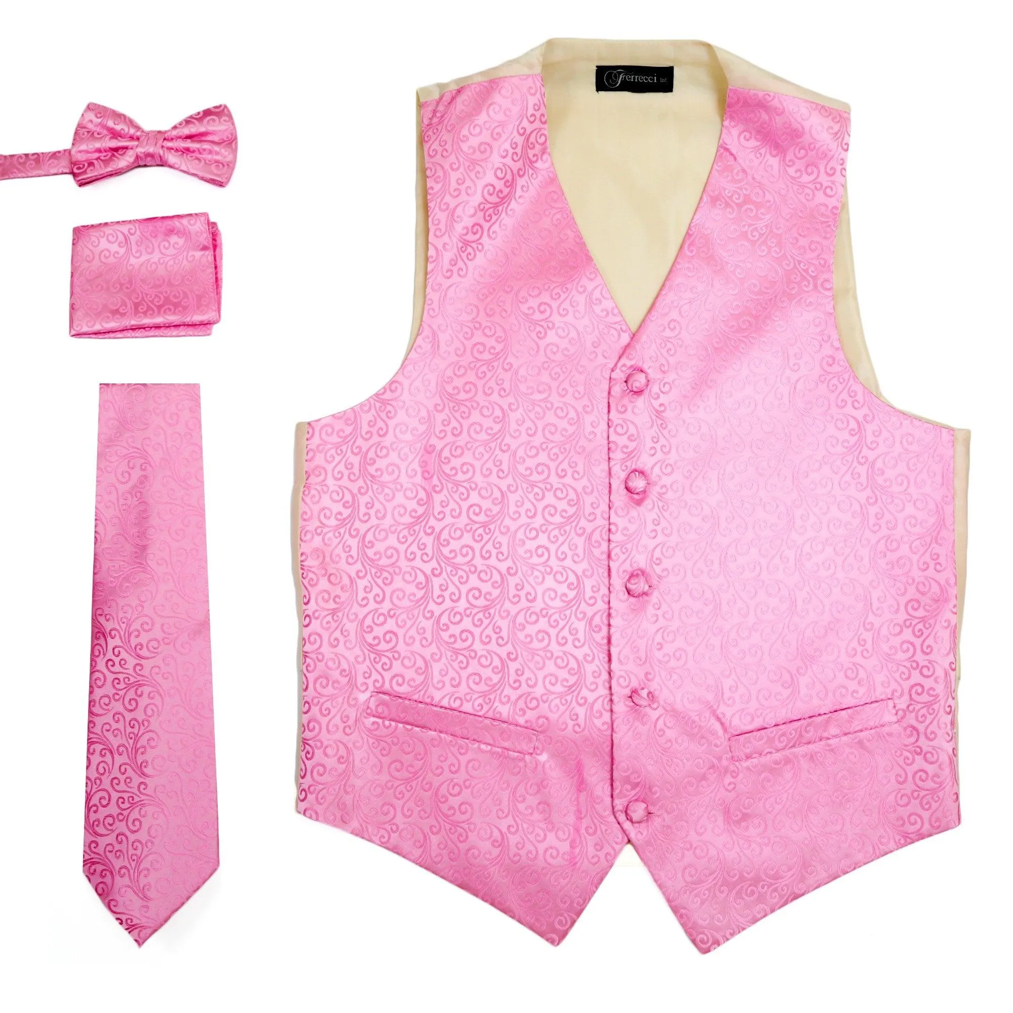 Ferrecci Mens PV50-10 Pink Cream Vest Set