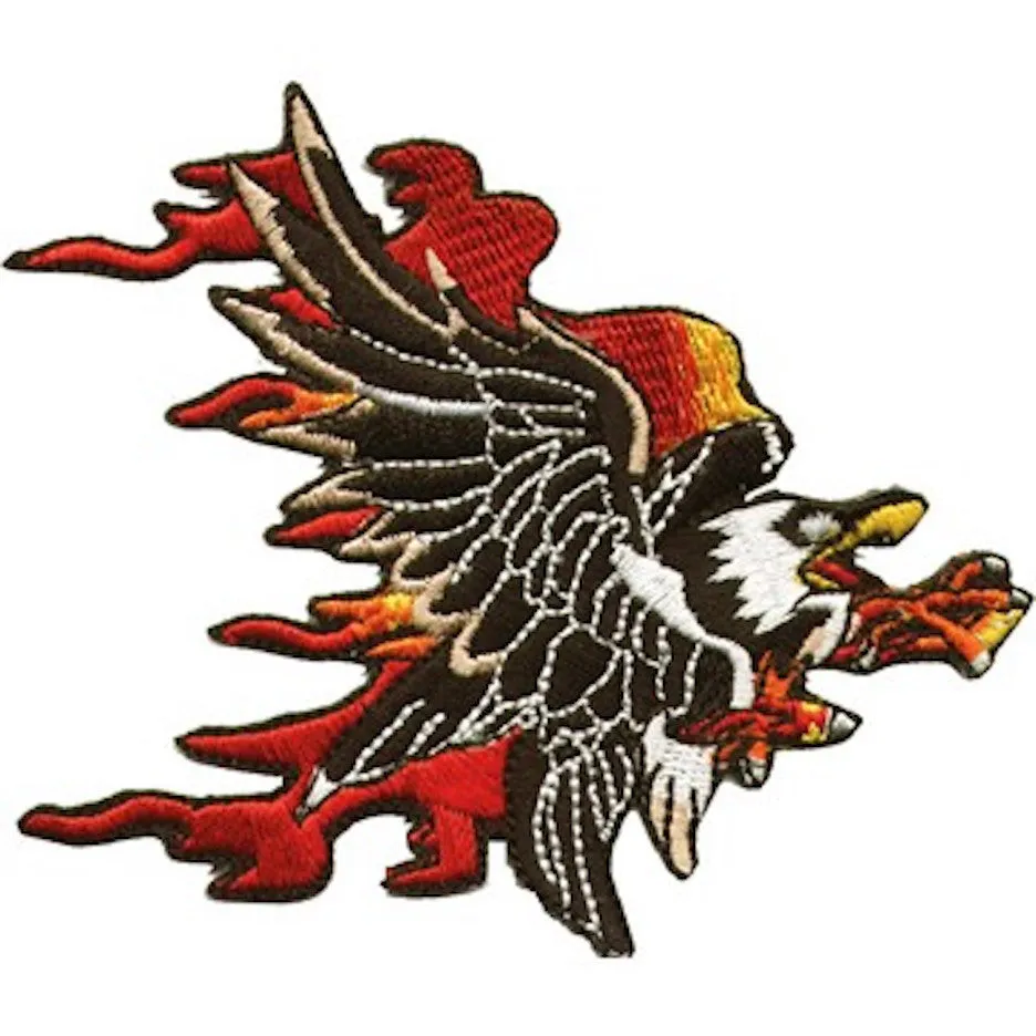 Flaming Eagle Medium Motorcycle Vest Patch 7.5" x 8"