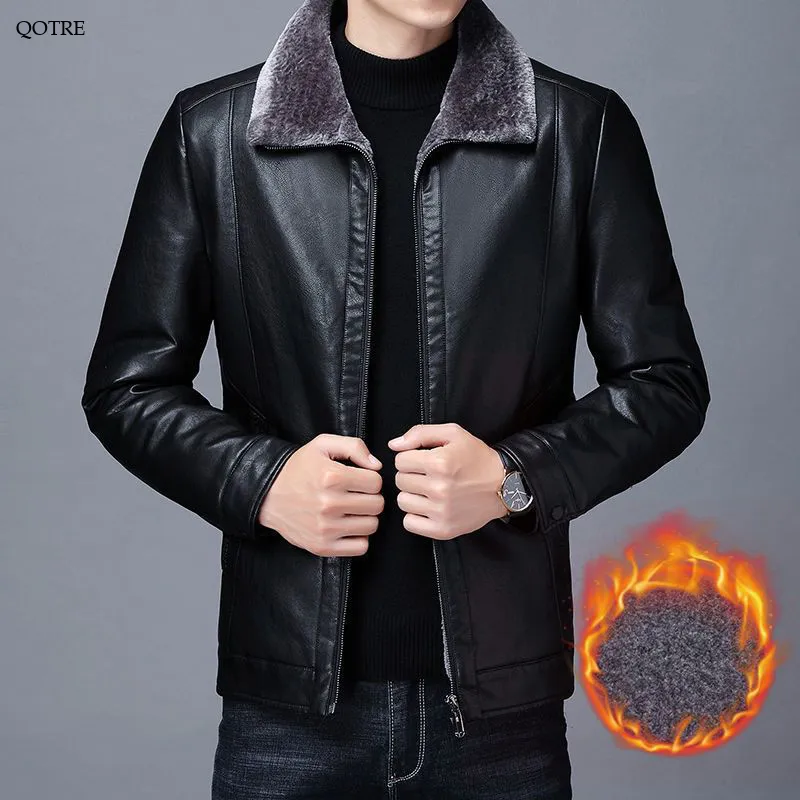 Fleece-Lined Full Zip Leather Jacket