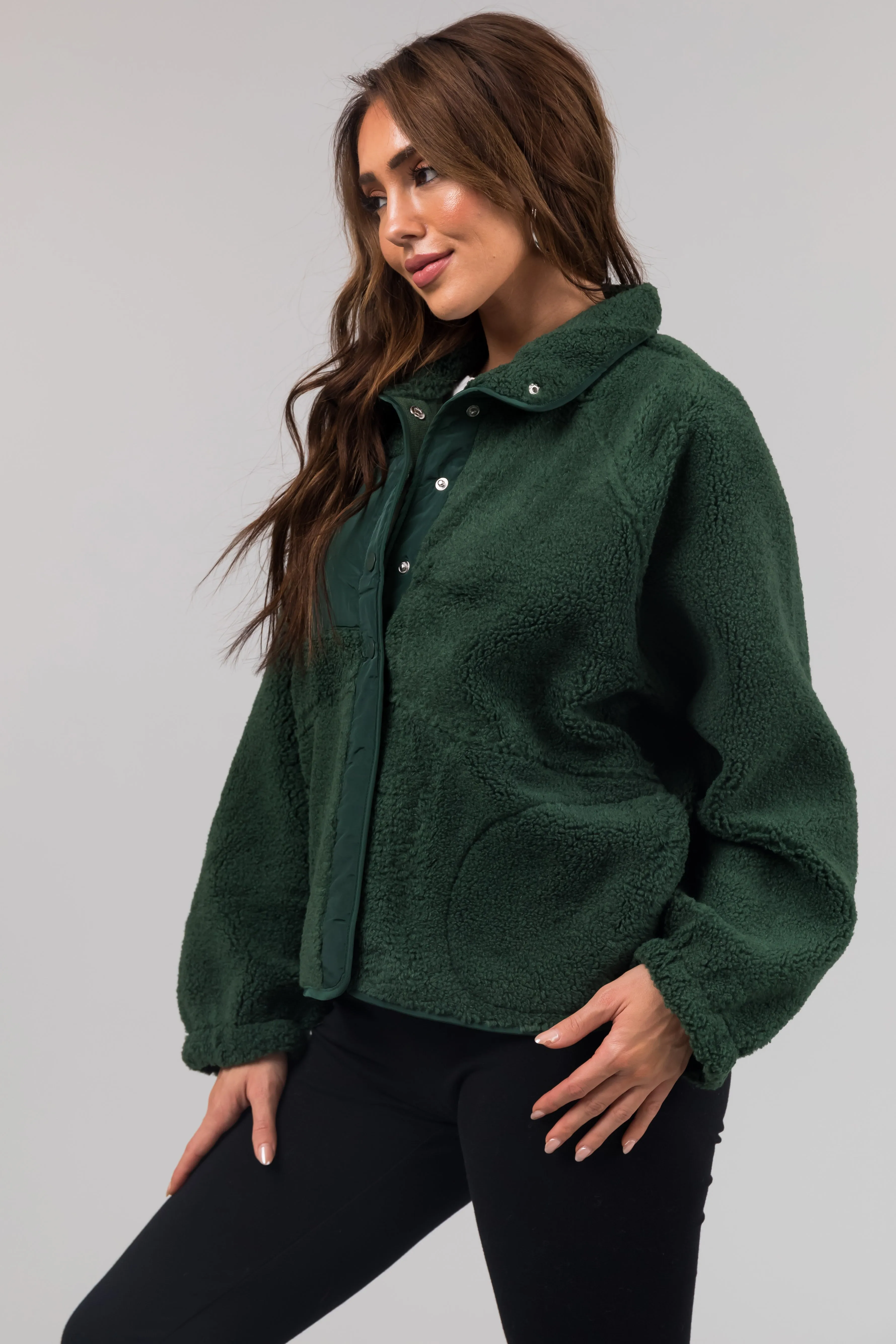 Forest Snap Button Down Sherpa Jacket