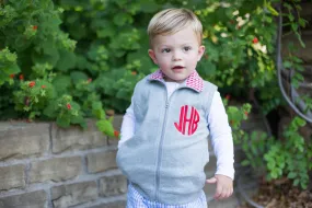 Gingham Accent Vest - Grey with Red