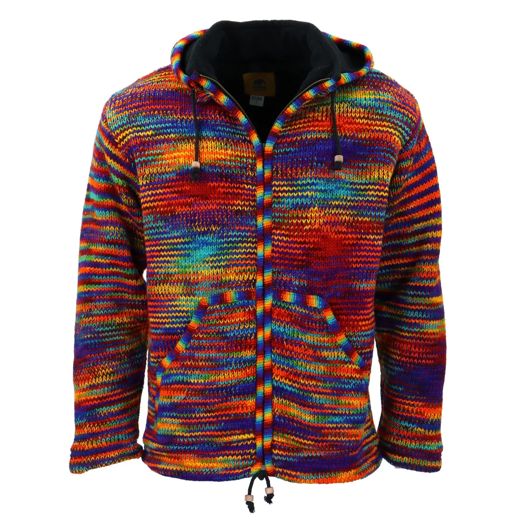 Hand Knitted Wool Hooded Jacket Cardigan - SD Rainbow