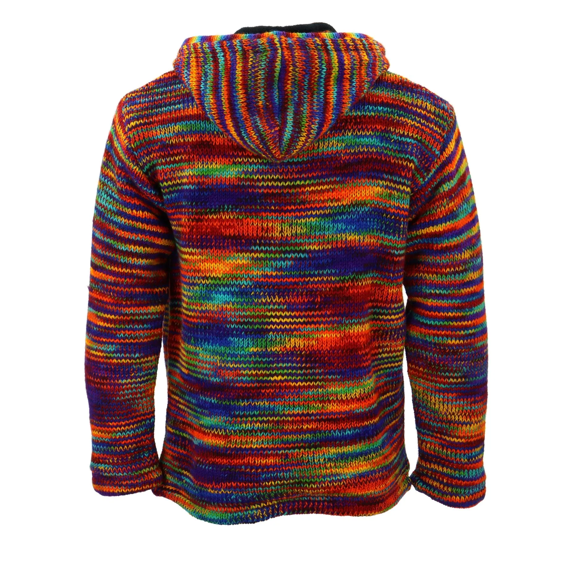 Hand Knitted Wool Hooded Jacket Cardigan - SD Rainbow