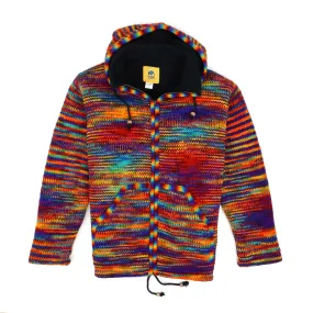 Hand Knitted Wool Hooded Jacket Cardigan - SD Rainbow