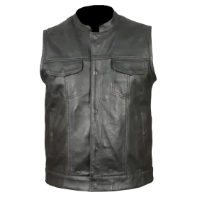 HMM914DB Vance Leather Distressed Brown Motorcycle Club Leather Vest