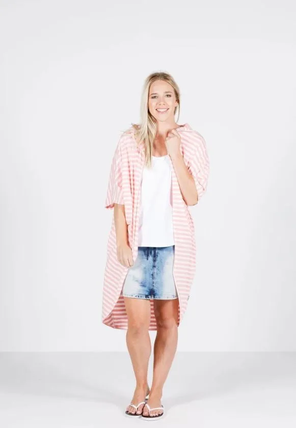 Home Lee Ninja Kimono Jacket Blush and White Stripes