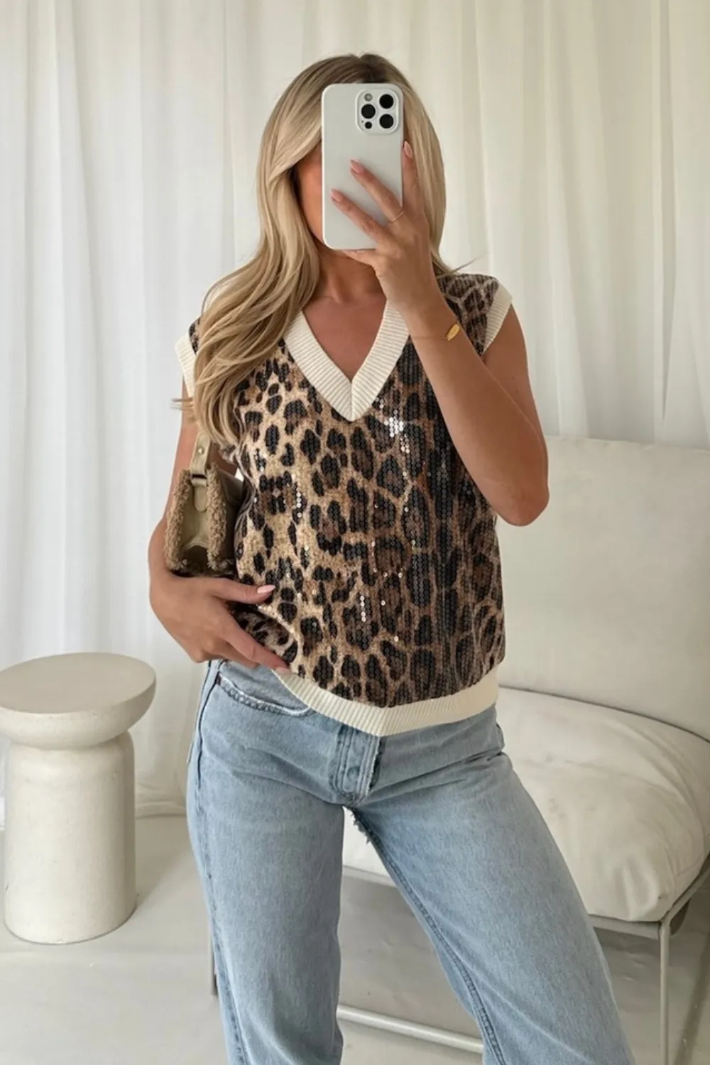 Imogen leopard sequin vest