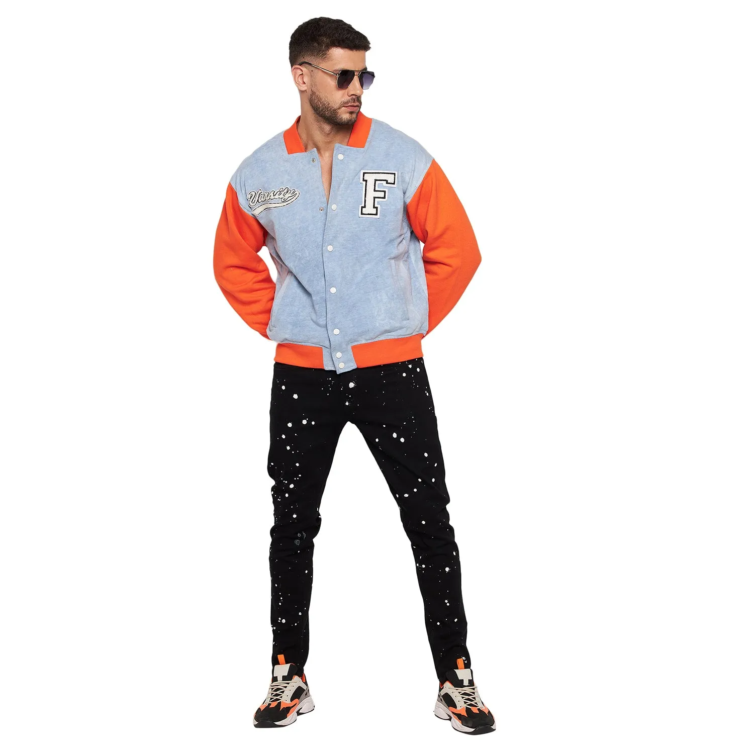 Indigo Orange Varsity Jacket