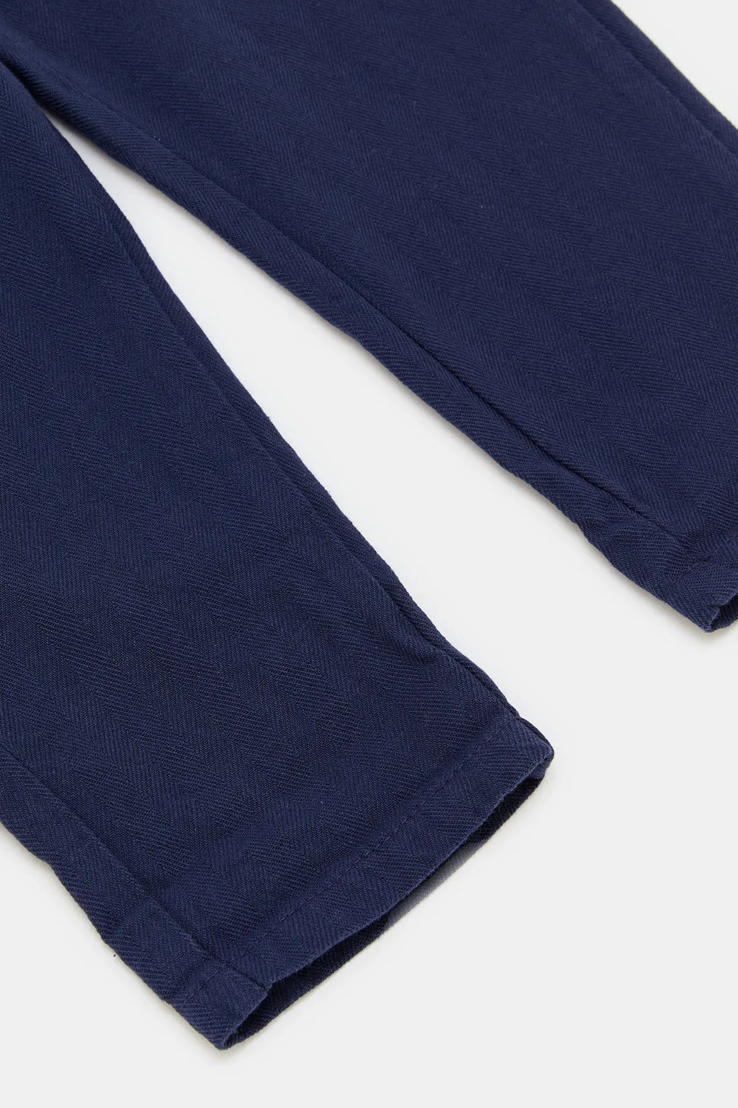 Infant Boys Navy Herringbone Pull On Trouser