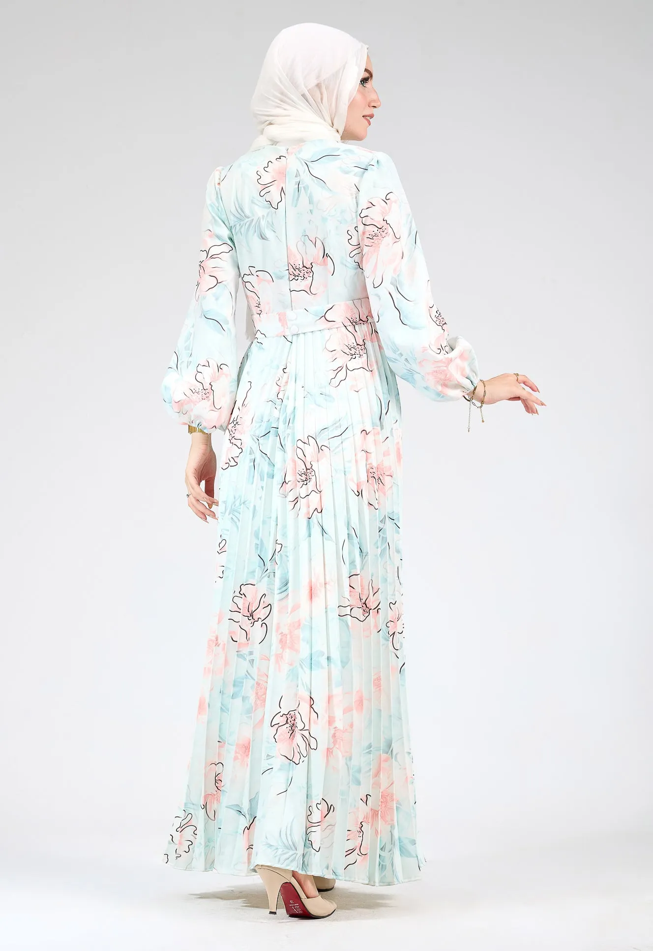 Izdihar Serenity Floral Pleated Modesty Dress