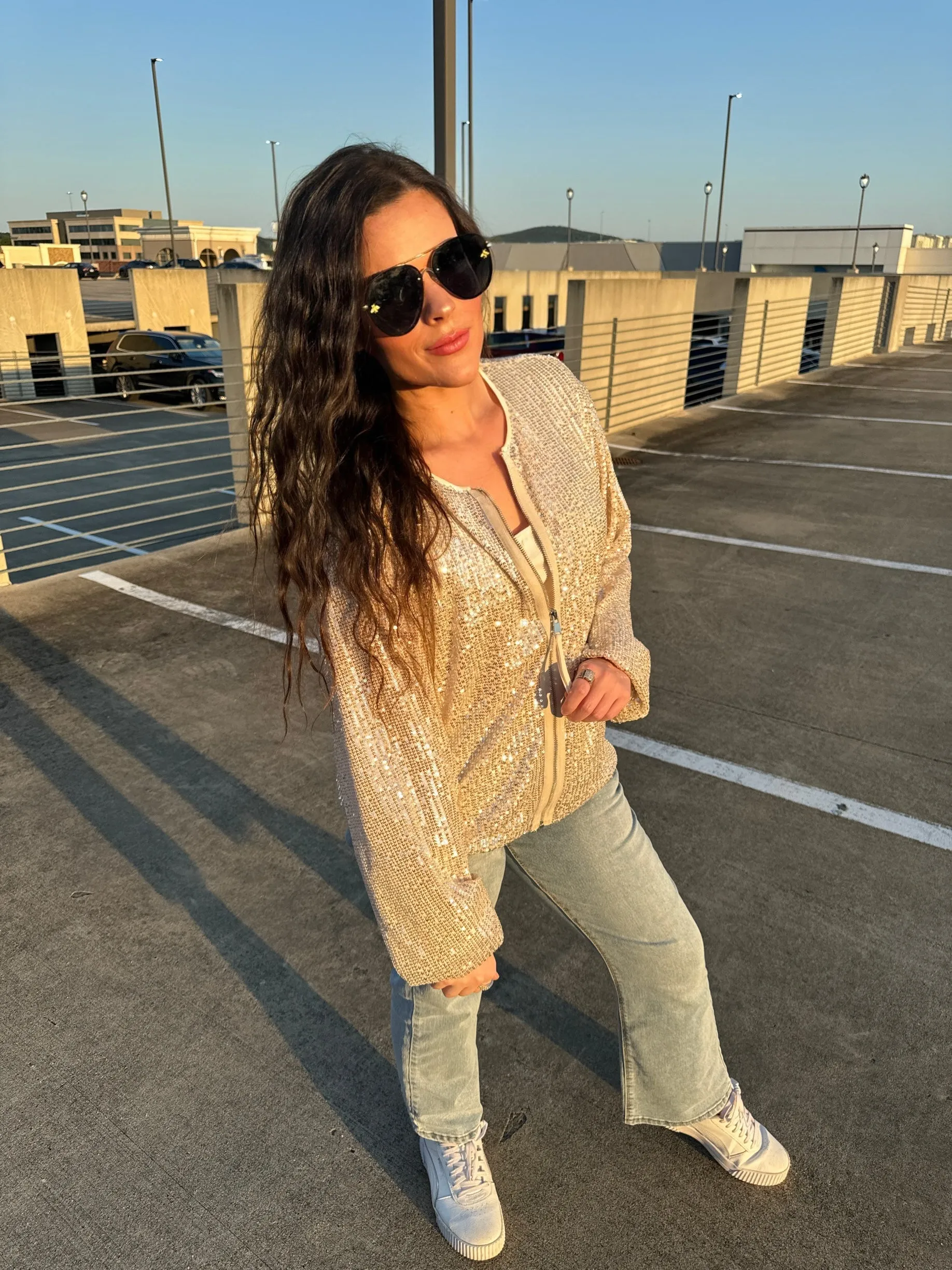 J. Lee Light Gold Sequin Jacket