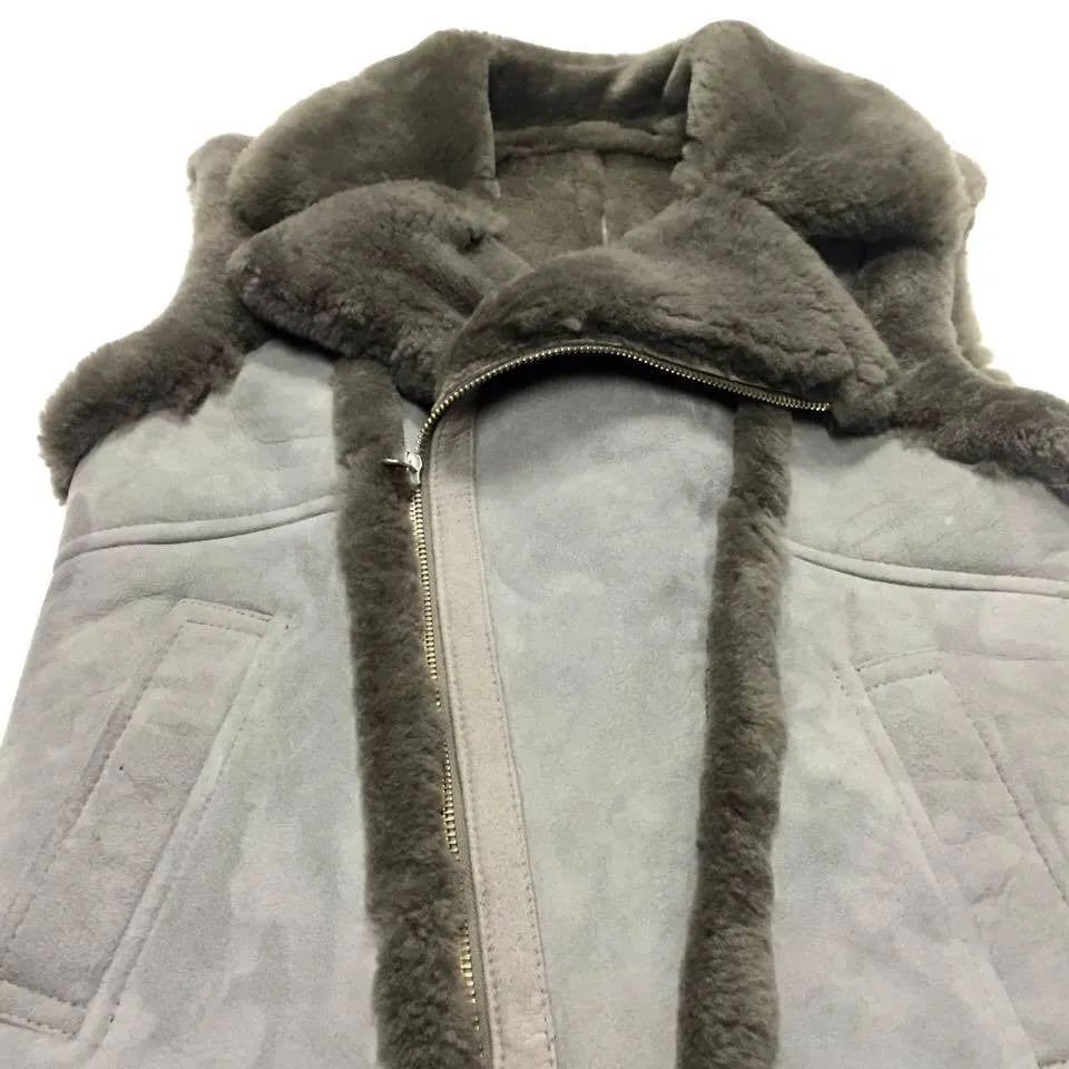 Jakewood Grey Suede Shearling Vest