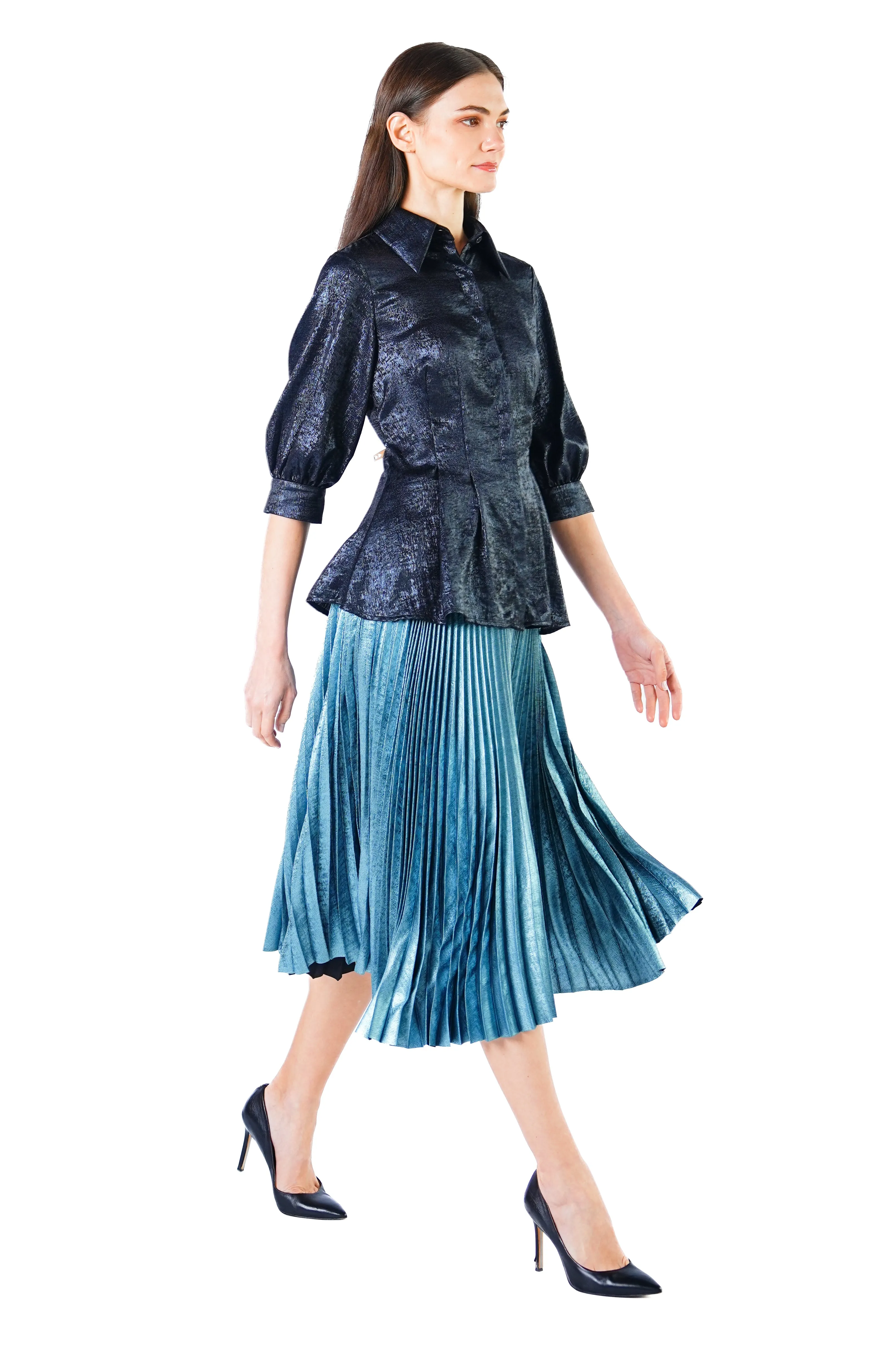 Jayden Metallic Pleated Maxi Skirt