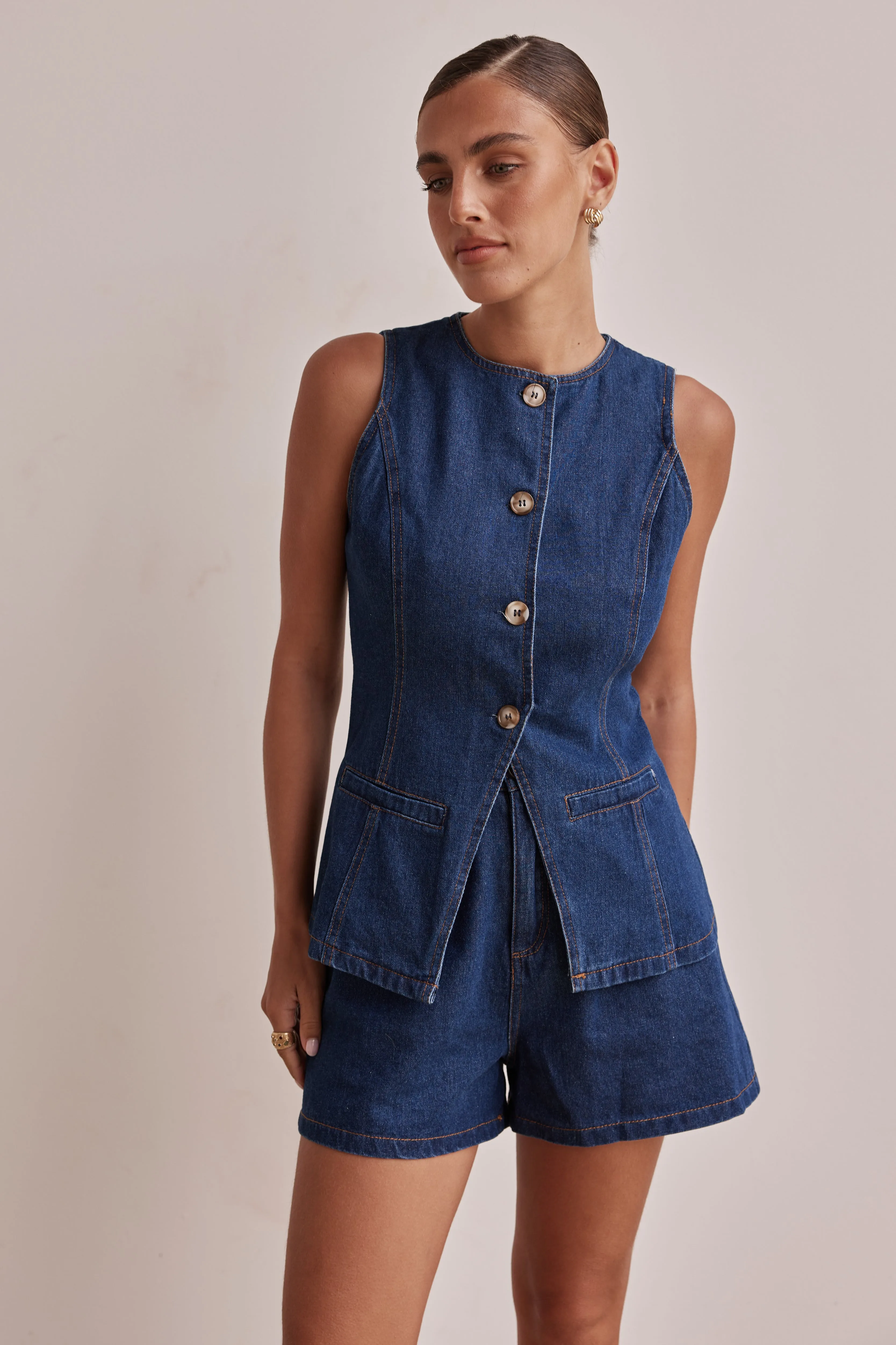 Jules Denim Vest (Blue)