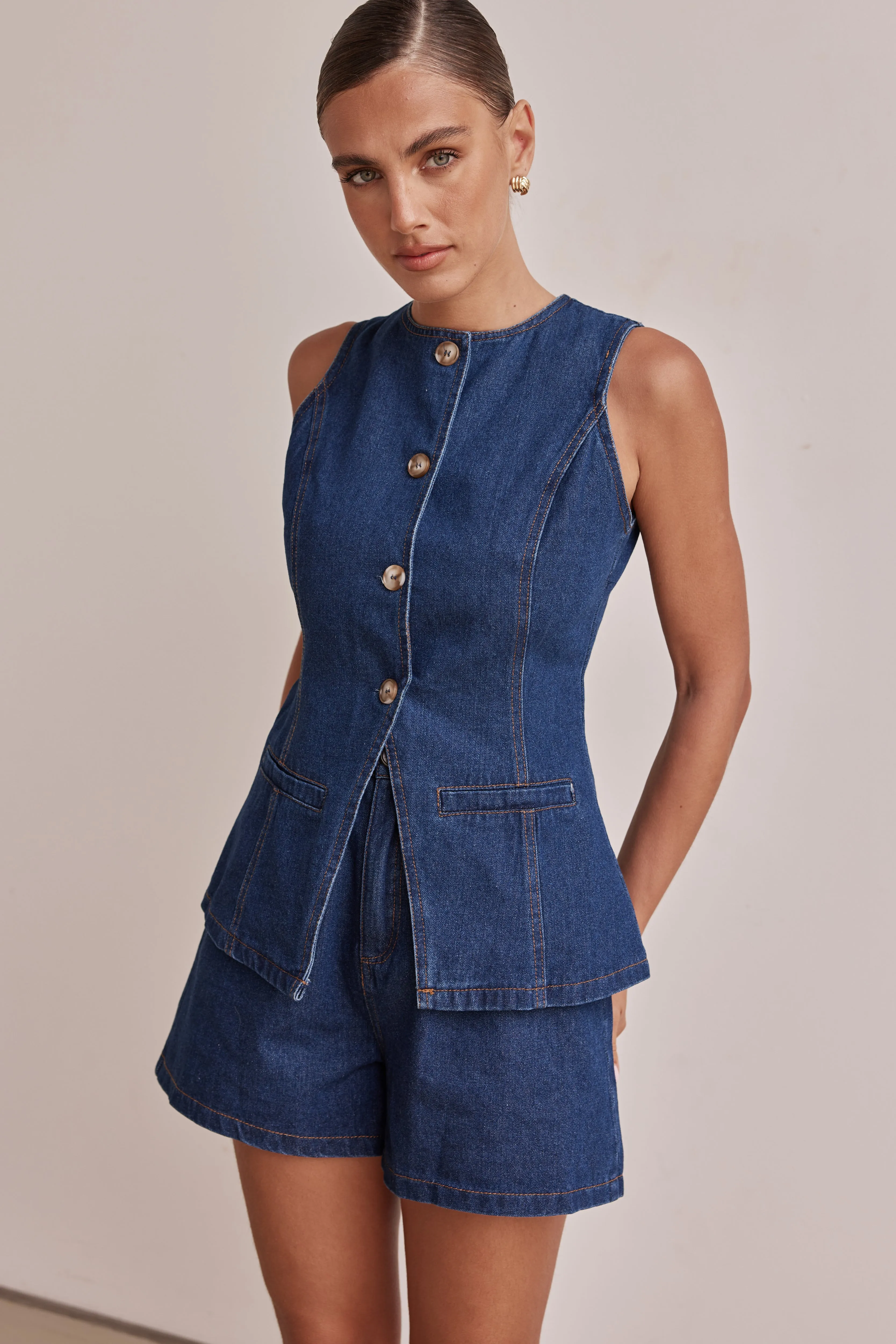 Jules Denim Vest (Blue)