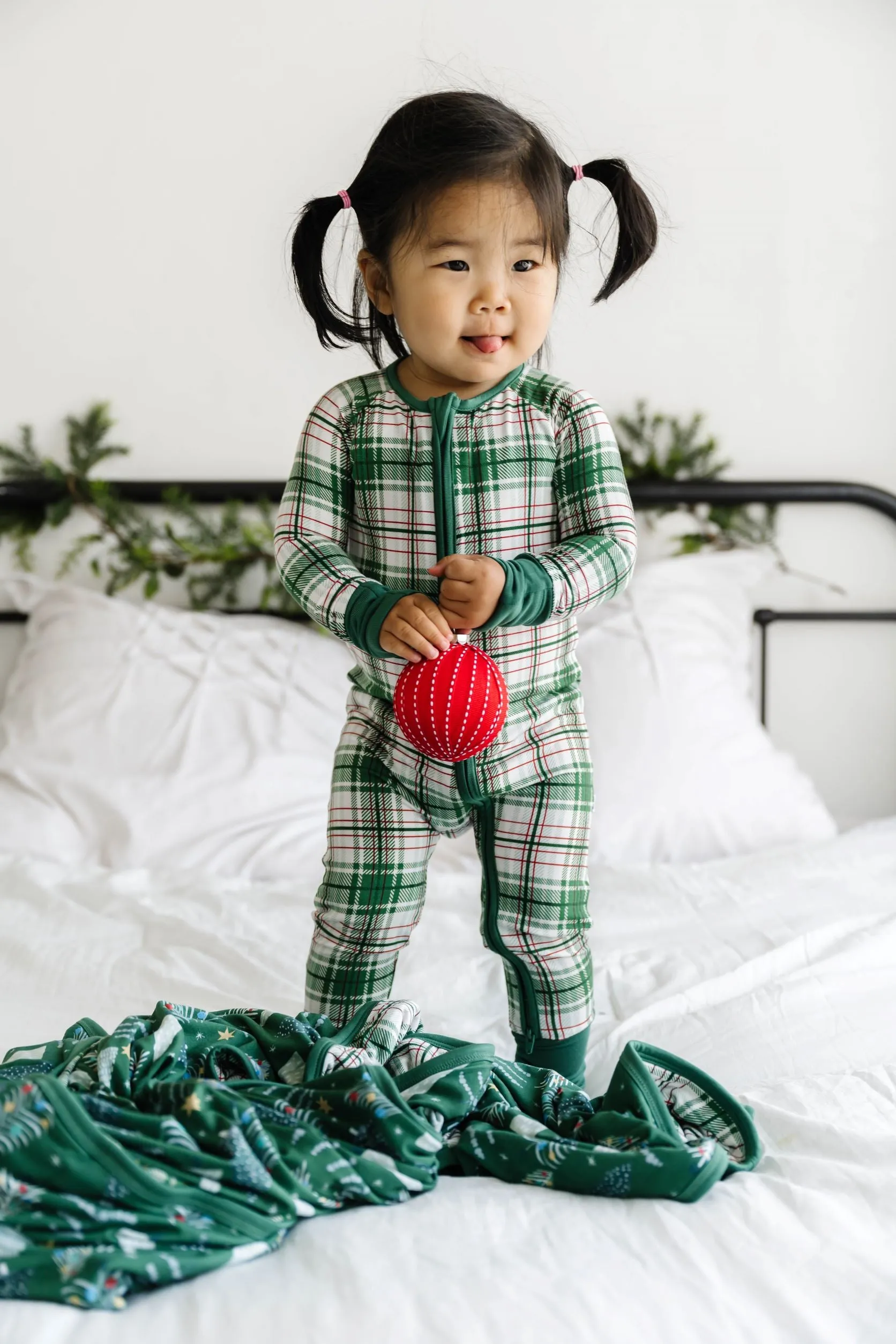 Little Sleepies Noel Plaid Convertible Romper/Sleeper