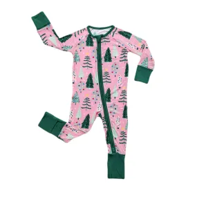 Little Sleepies Pink Twinkling Trees Convertible Romper/Sleeper