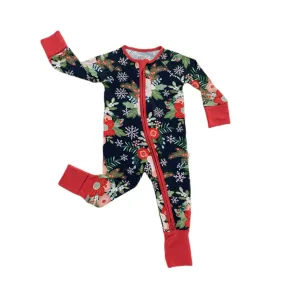 Little Sleepies Poinsettia Floral Convertible Romper/Sleeper