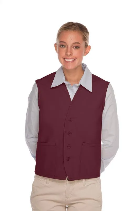 Maroon 4-Button Unisex Vest with 2 Pockets