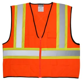 MCR Safety CSA Poly, Oran Vest 4 1/2 Lime/Sil XL