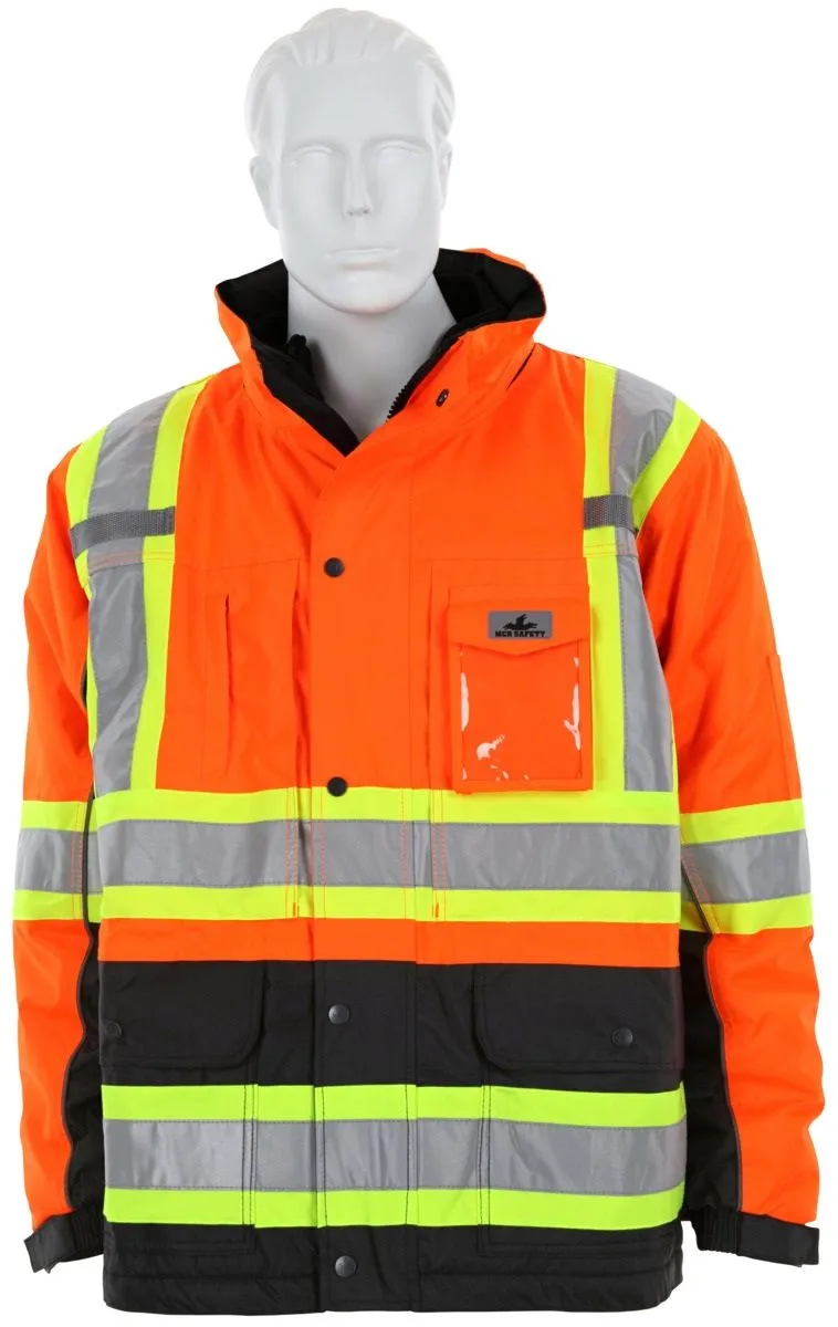 MCR Safety VT31JH Double Insulated Vortex High Visibility Rain Gear Winter Jacket, Hi Vis Orange, 1 Each