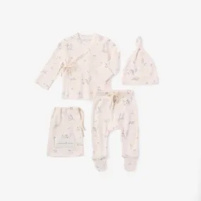 Meadow Mouse Printed Organic Pointelle Layette Set