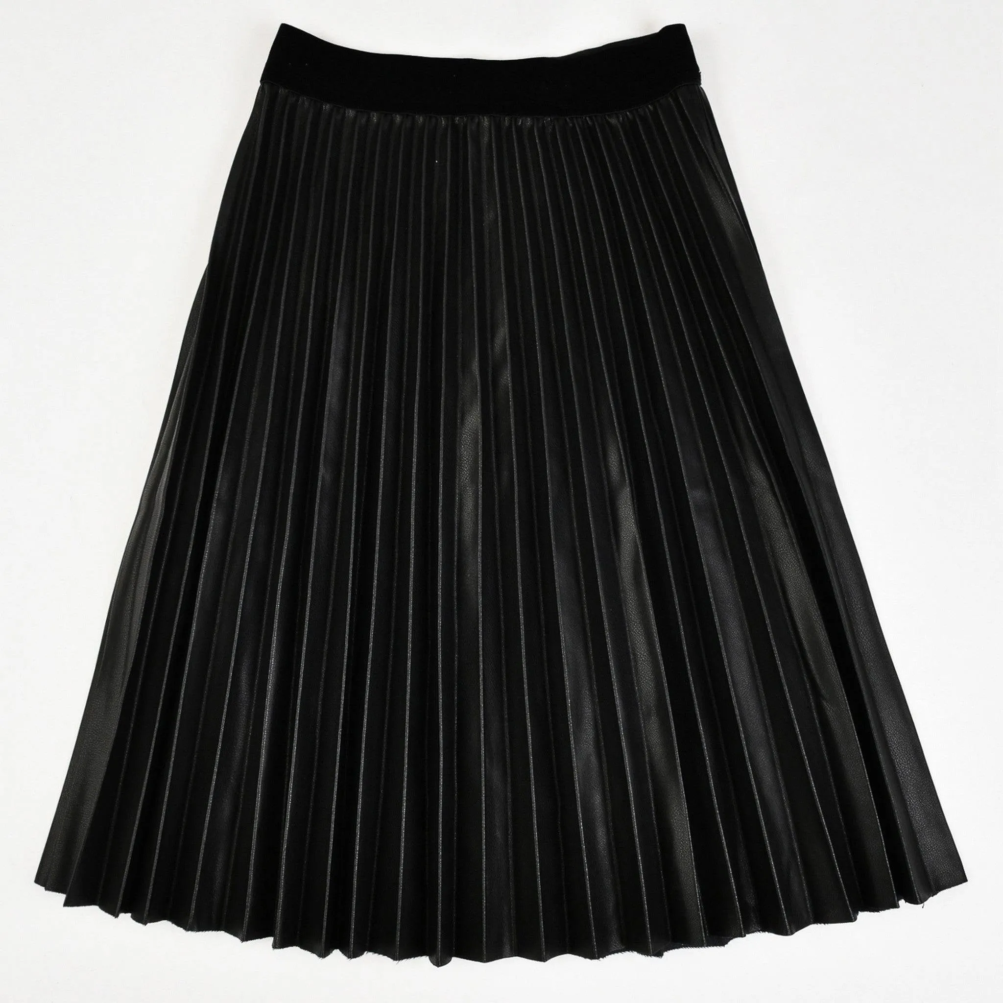 Melange Pleated Pleather Skirt