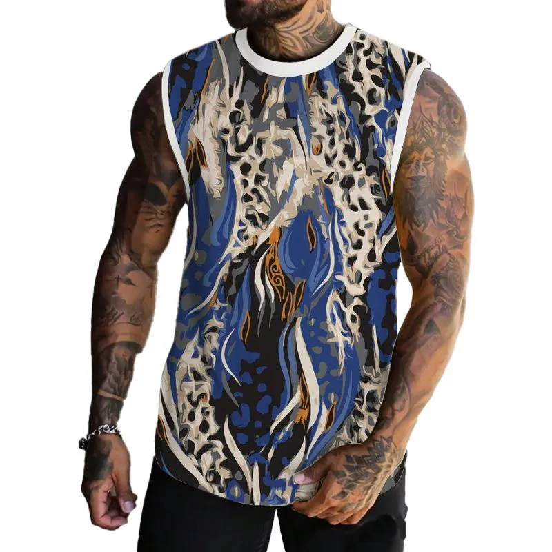 Men's Basic Printed Round Neck Vest 82059054YM