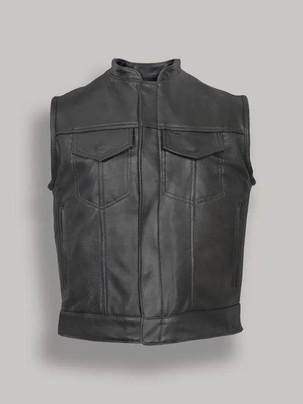 Men's Black Leather Vest