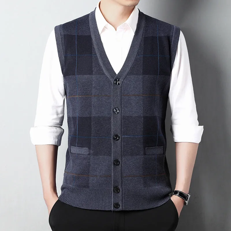 Men's Casual Loose Chicken Core Collar Knitted Vest