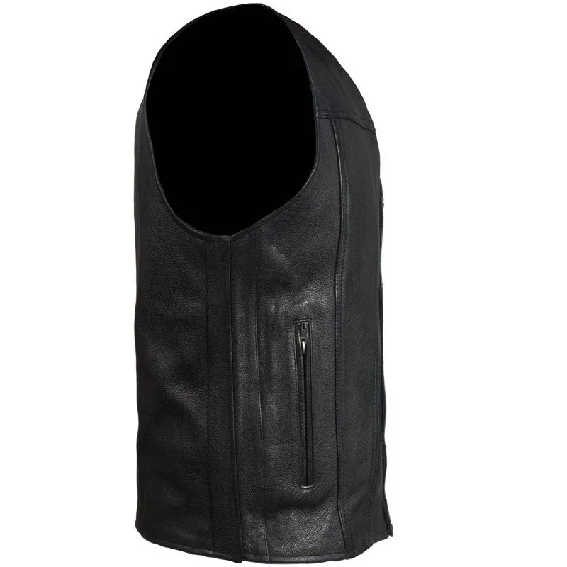 Mens Classic Motorcycle Club Vest With Gun Pockets