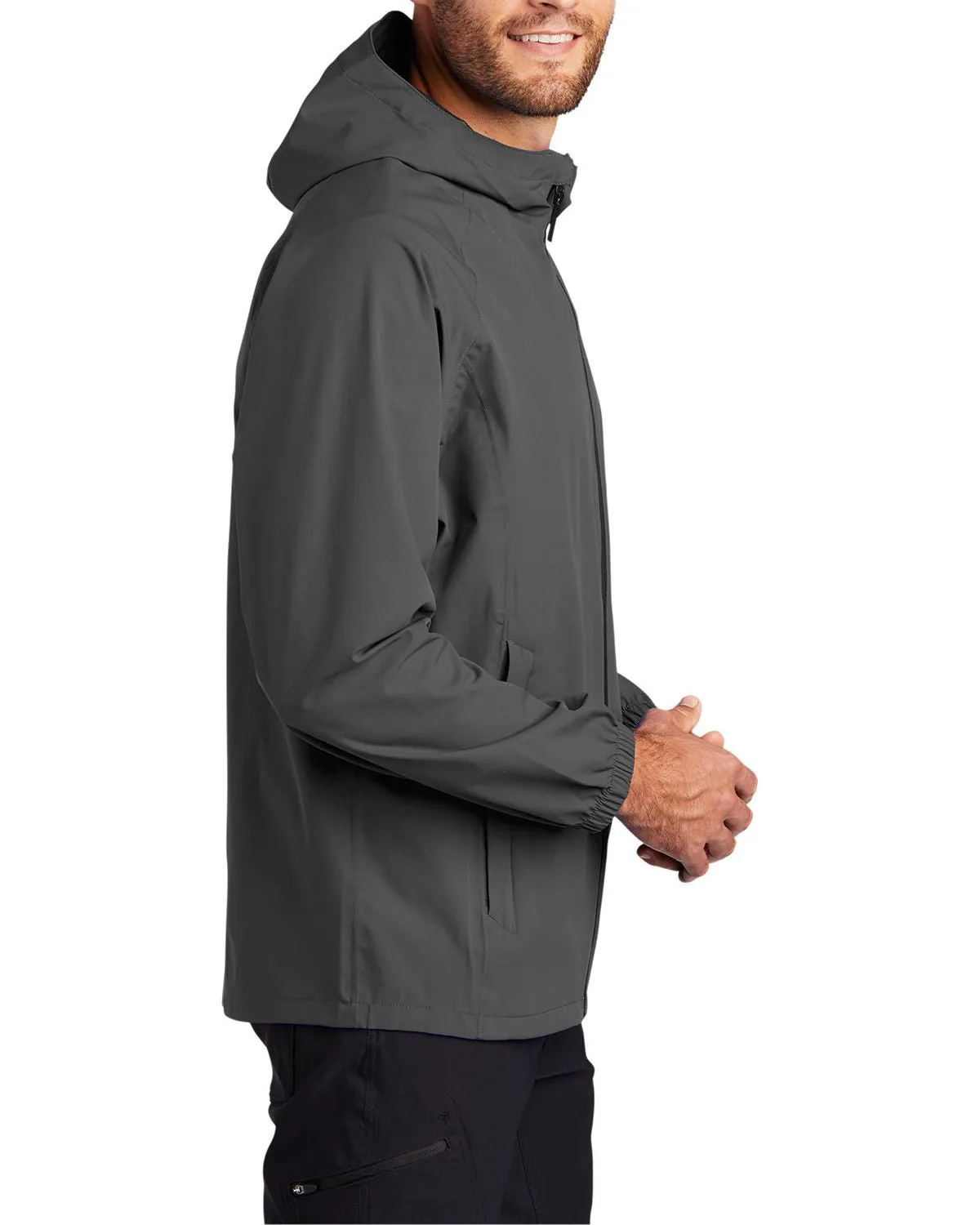 Men's Full-Zip Waterproof Hooded Essential Rain Jacket