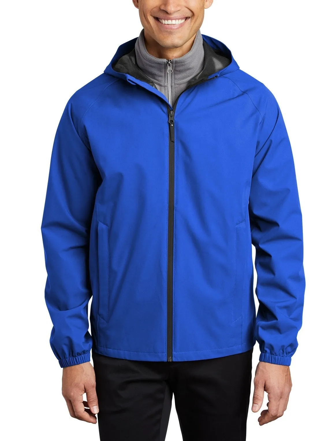 Men's Full-Zip Waterproof Hooded Essential Rain Jacket