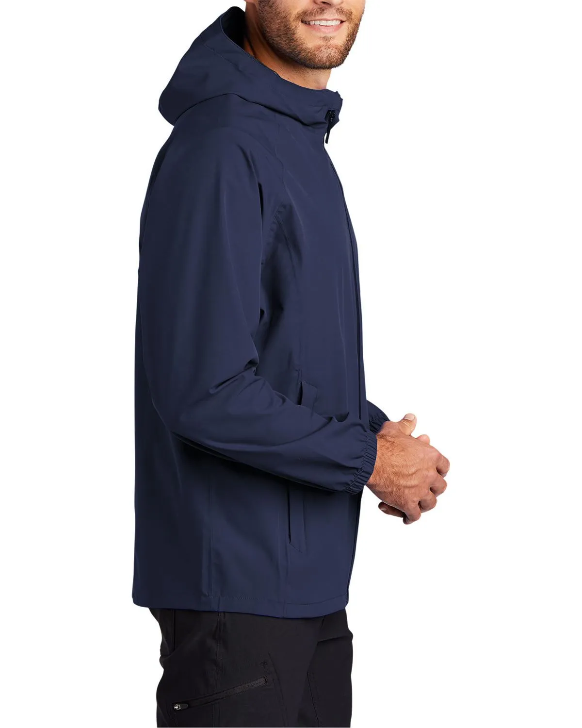 Men's Full-Zip Waterproof Hooded Essential Rain Jacket