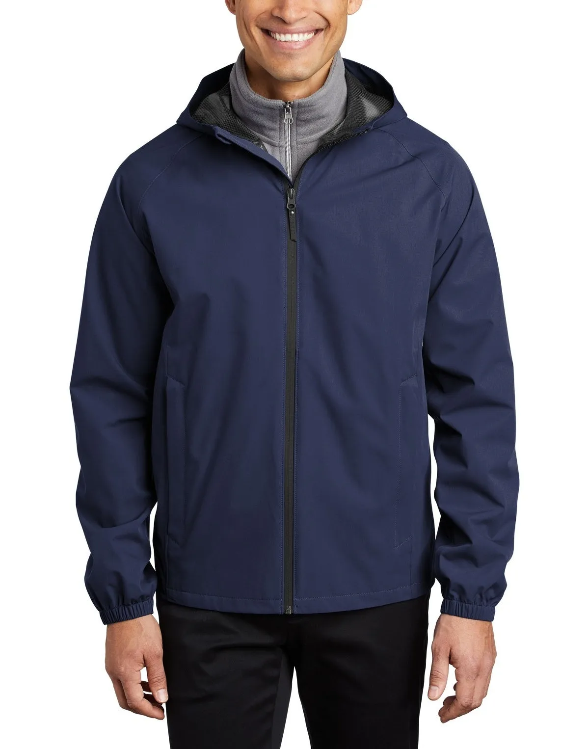 Men's Full-Zip Waterproof Hooded Essential Rain Jacket