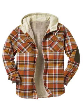 Men's Lined Checkered Hooded Jacket