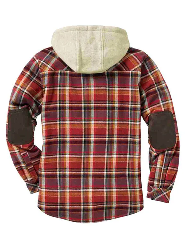 Men's Lined Checkered Hooded Jacket