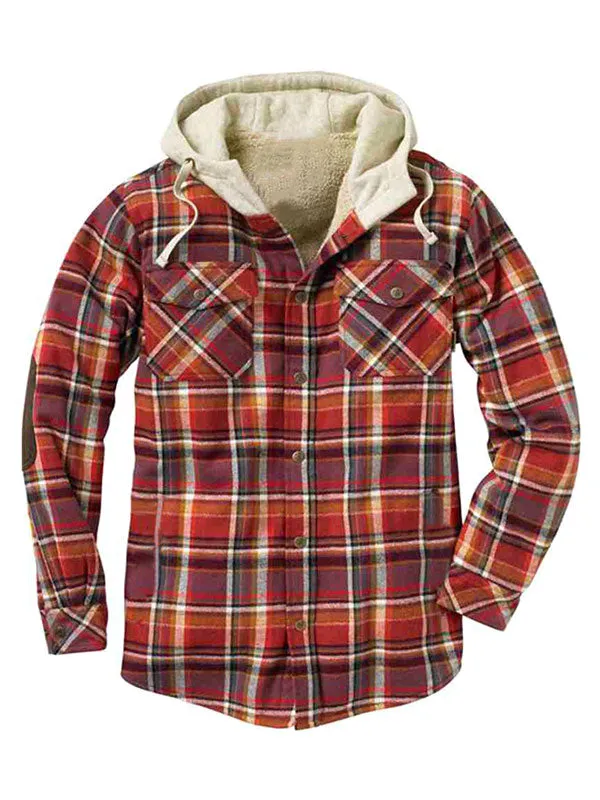 Men's Lined Checkered Hooded Jacket