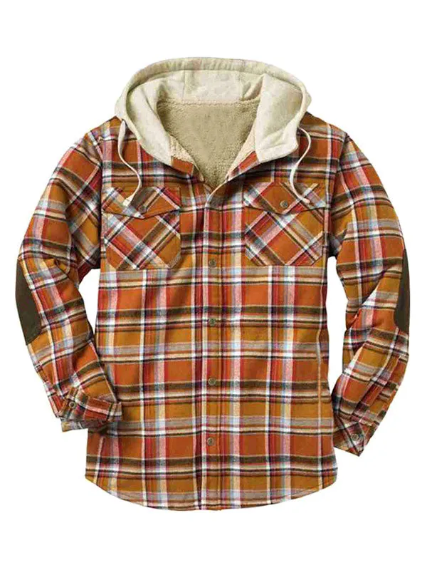 Men's Lined Checkered Hooded Jacket