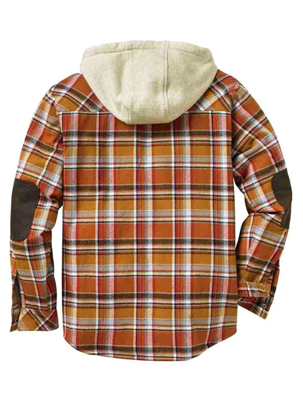 Men's Lined Checkered Hooded Jacket