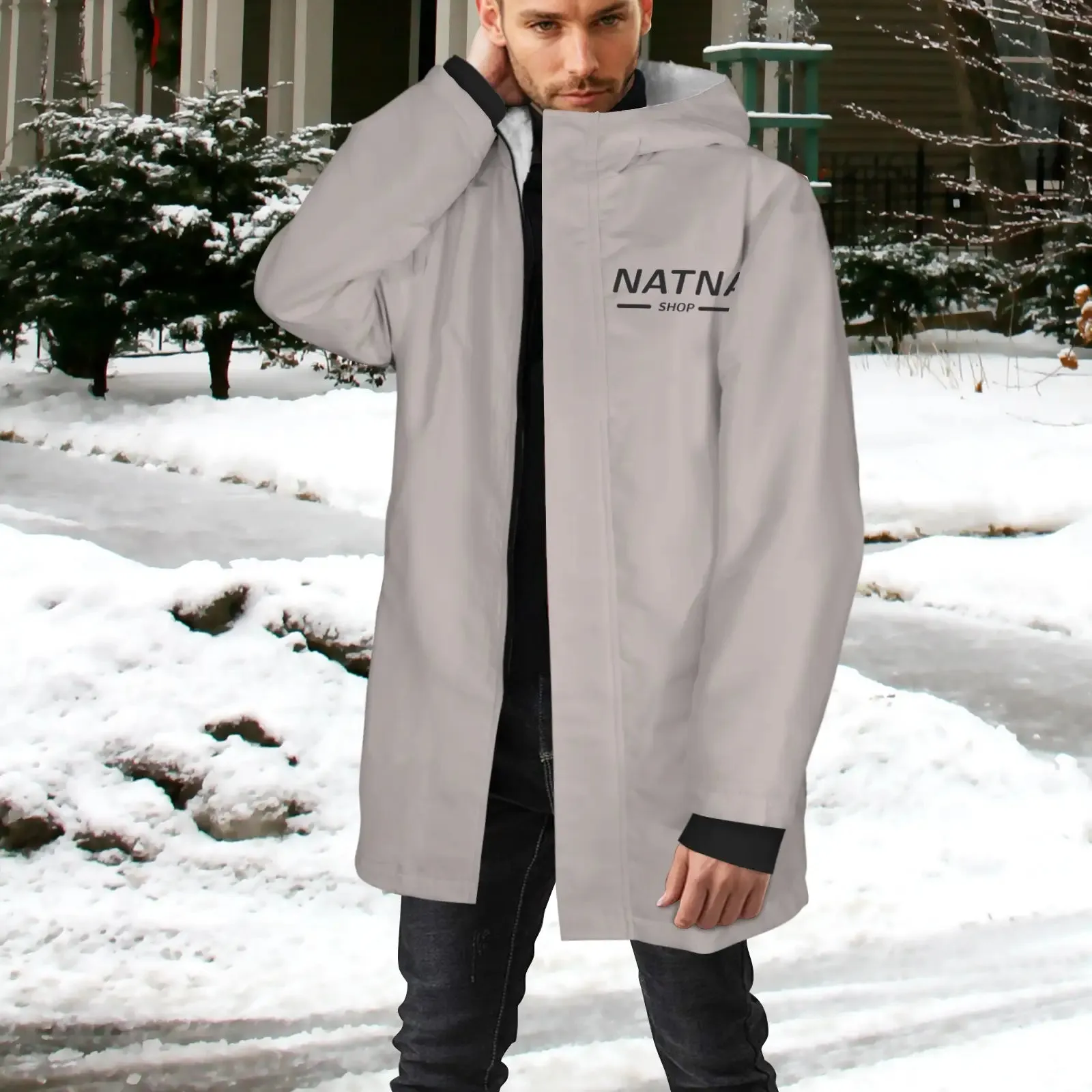 Men's Mid-Length Hooded Coat