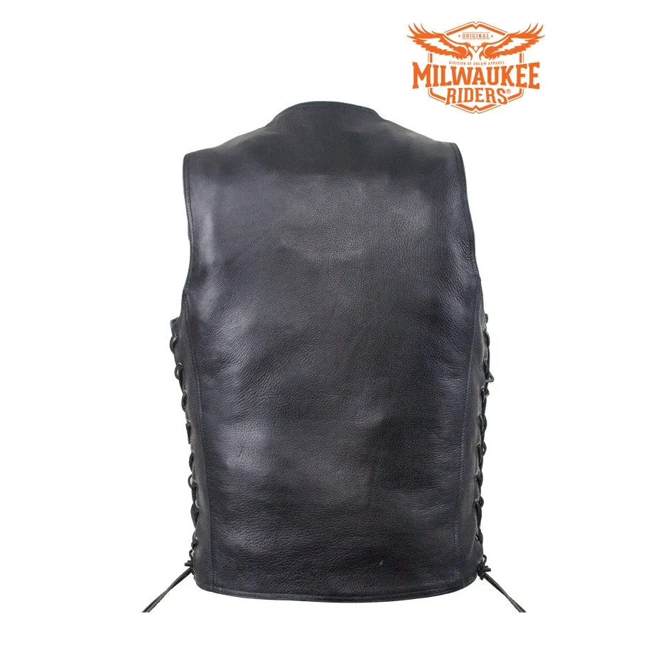 Men's Plain Leather Vest With Gun Pocket By Milwaukee Riders®